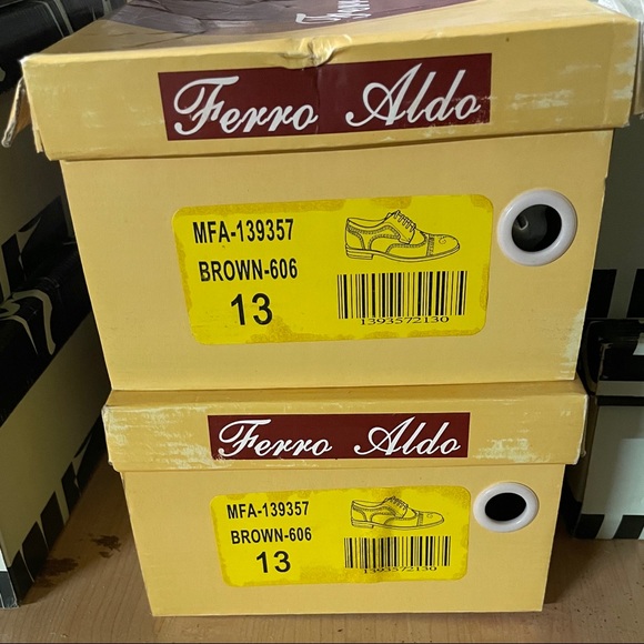 Ferro Aldo Brown lace up wingtip Oxford Dress shoe - Picture 6 of 6